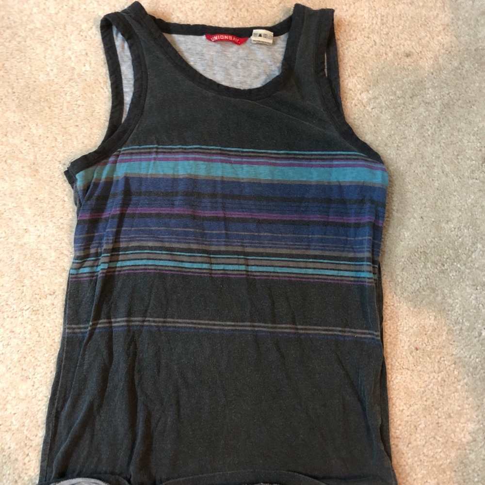 Grey Tank Top With Colorful Stripes